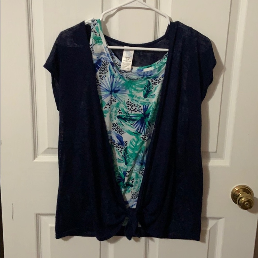 Time and Tru tank with cardigan attached.